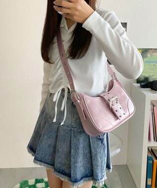 WEGO マルチWAYハーフムーンベルトバッグ ピンク