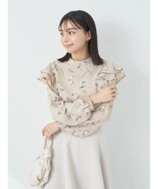 earth music&ecology フリルスリーブブラウス Blue