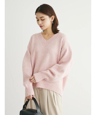 Green Parks ＭｉｘカラーＶネックニットプルオーバー Pink