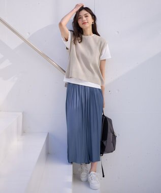 ANY L スプリングニットベスト サンドベージュ