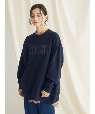 CRAFT STANDARD BOUTIQUE プリント裏毛ビッグプルオーバー Navy