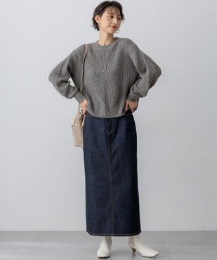 23区 L 【洗える】スパンコールバルキー クロップド ニット グレー系