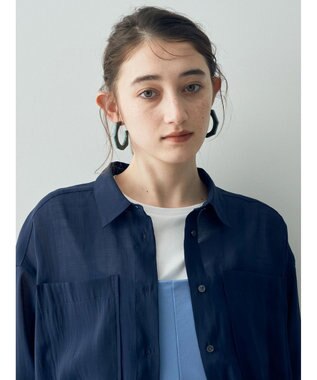 YECCA VECCA 【2点SET】シアーシャツ×Aラインキャミワンピース Navy