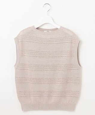 J.PRESS LADIES L 【洗える】PATTERN ニット ベスト ベージュ系