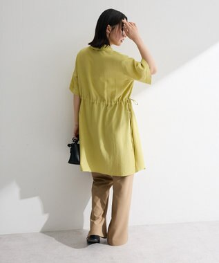 Green Parks ウエストリボンミディ丈ワンピース Lime Green