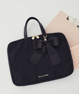 Maison de FLEUR リボンチャーム付きPCケース Black