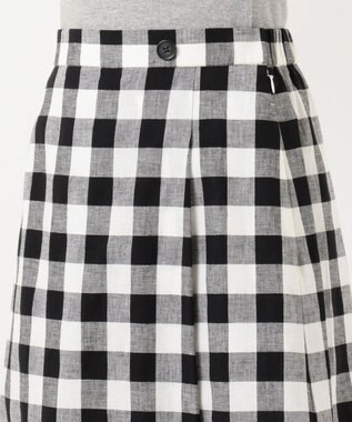 J.PRESS LADIES 【洗える】BEZコットンリネンブロックギンガム スカート ブラック系4