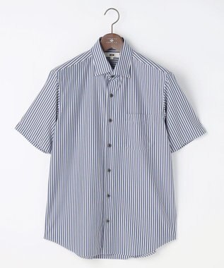 JOSEPH ABBOUD 【ジャージー素材・ストレッチ・イージーケア】コンパクトジャージーストライプシャツ ブルー系1