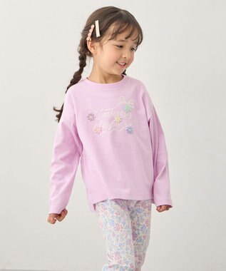 ANY KIDS 【綿100%】ロゴプリント 長袖Tシャツ ラベンダー