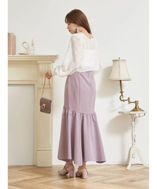 earth music&ecology ギャザー切替マーメイドスカート Grayish Pink