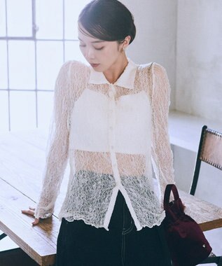 earth music&ecology ストレッチレースシャツ