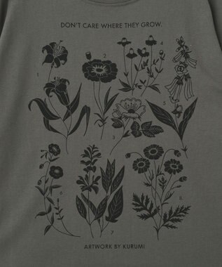 Green Parks ■ＷＩＴＨ　ＫＵＲＵＭＩ．Ｎ　フラワーｐｔＴシャツ Charcoal Gray