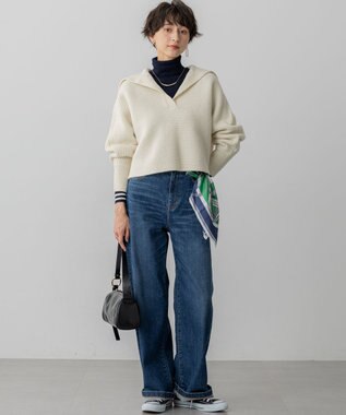 23区 S 【洗える】ウールカシミヤチャンキー クロップド スキッパーニット アイボリー系