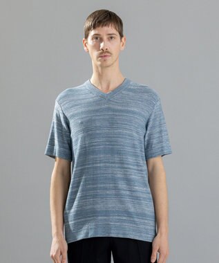 JOSEPH HOMME シャイニースラブブークレ　ニットＴシャツ サックスブルー系