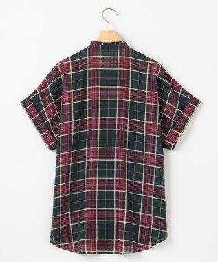 組曲 【洗える】シアーチェック 半袖ブラウス ダークグリーン系5