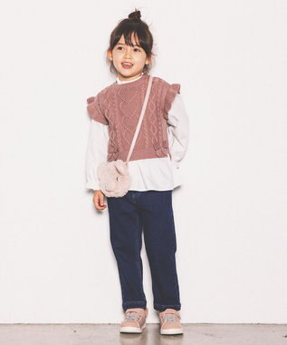 ANY KIDS IFME CALIN バックリボンラメニットスニーカー ピンク系