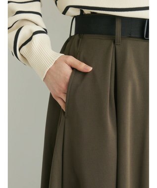 Green Parks ・ｎｏｖｅｍ９　ガチャベルト付フレアスカート Khaki