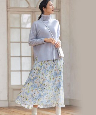 自由区 【洗える・Sサイズ有】ピュアカシミヤ タートルネックニット (検索番号:JL26) サックスブルー系