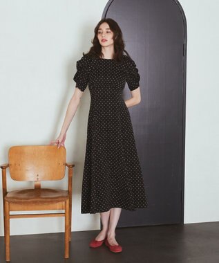 Maison de FLEUR ドットワンピース Black
