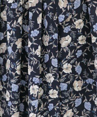 Tiaclasse 【洗える】異素材を組み合わせた花柄リブニットコンビワンピース グレー