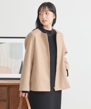 earth music&ecology ２Ｗａｙフードショートコート Beige