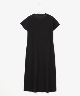 自由区 【洗える】ハイツイストコットンアセテート ニットワンピース ネイビー系
