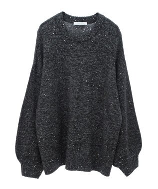Green Parks スパンコールニットプルオーバー Dark Gray Mixture