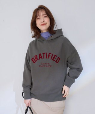 ANY 【洗濯機可能/サスティナブル】ロゴ裏起毛パーカー チャコール