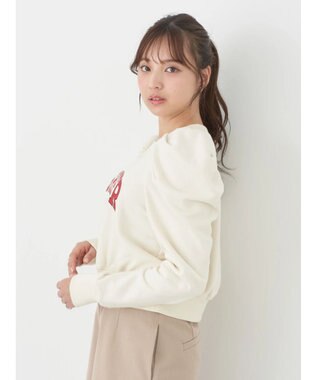 earth music&ecology ウラケロゴ短丈プルオーバー Ivory