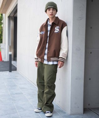 WEGO 【25年秋冬新作/ユニセックス着用ITEM/SMLサイズ展開】メルトンワッペンスタジャン ブラウン