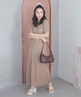 earth music&ecology ＳＥＴ２点レース編みペプラムカーデ＋スカート