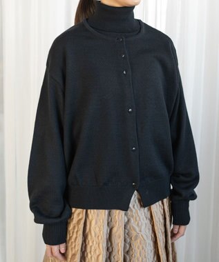 muuc エクストラファインメリノ・丸襟カーディガン ブラック