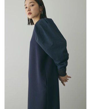 Green Parks armonia. リブ使いコクーンポンチワンピース Navy