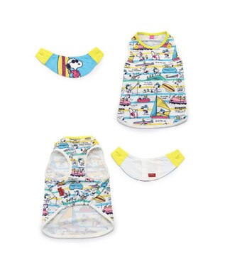 PET PARADISE スヌーピー 夏休み柄タンクトップ 【小型犬】《ポケットクールバンダナ付き》 マルチカラー