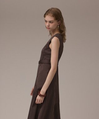 GRACE CONTINENTAL ストライプジャージワンピース ブラウン
