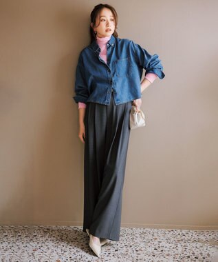 UNFILO マイビューティ タックワイドパンツ チャコール