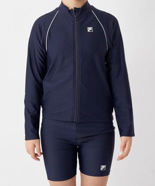 OP／FILA 【FILA】スタンドカラー長袖フルジップラッシュガード ネイビー×ホワイト