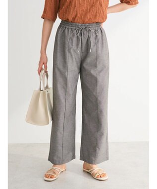 Green Parks 綿麻混イージーワイドパンツ Gray Mixture
