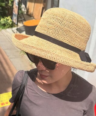 石田製帽  ラフィア糸入りかぎ編み ソフトハットセーラ ナチュラル