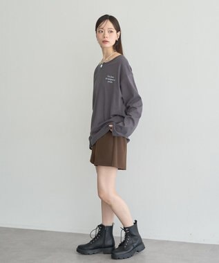 earth music&ecology 【綿100】アソートグラフィックロンＴＥＥ Charcoal Gray