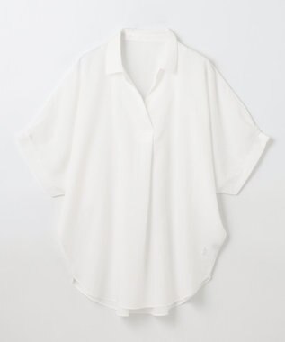 ANY 【新色追加】スキッパーネック袖タックブラウス オフ