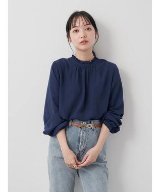 earth music&ecology ２ＷＡＹスタンドフリルブラウス Navy