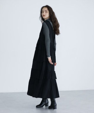 Green Parks ■ＥＳＣＡＲ　レース×コットンティアードワンピース Black