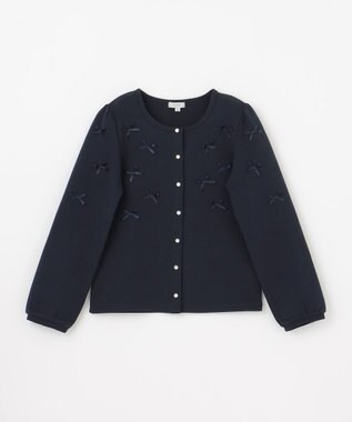 ANY KIDS スナップボタン リボンカーディガン ネイビー