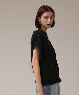 GRACE CONTINENTAL ラメドレープカットトップ ブラック