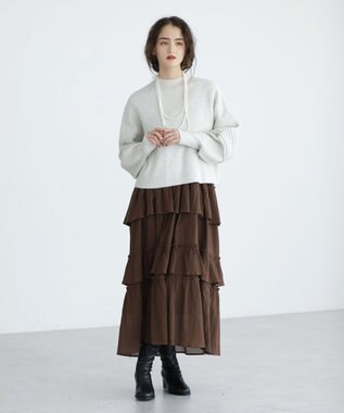 Green Parks ■ＥＳＣＡＲ　レース×コットンティアードワンピース Brown