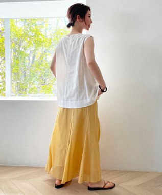 UNFILO 【撥水】レーヨン麻ライト刺繍ブラウス ホワイト系