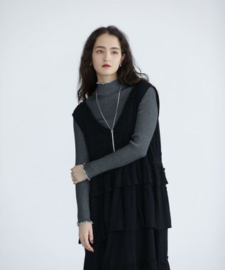 Green Parks ■ＥＳＣＡＲ　レース×コットンティアードワンピース Black