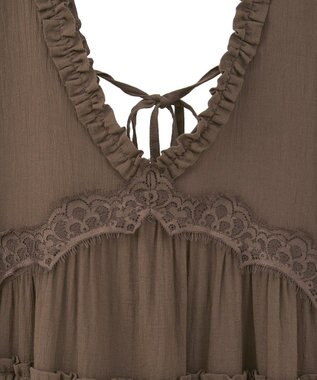 Green Parks ■ＥＳＣＡＲ　レース×コットンティアードワンピース Brown