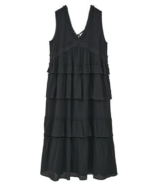 Green Parks ■ＥＳＣＡＲ　レース×コットンティアードワンピース Black